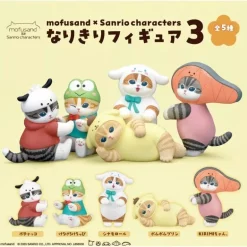 mofusand x Sanrio Characters Narikiri Figure 3 Complete Set Capsule Toy JAPAN