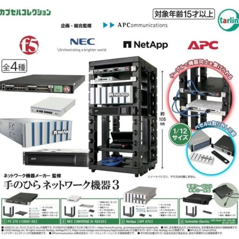 Palm Network Equipment 3 Complete Set Figure Capsule Toy JAPAN OFFICIAL